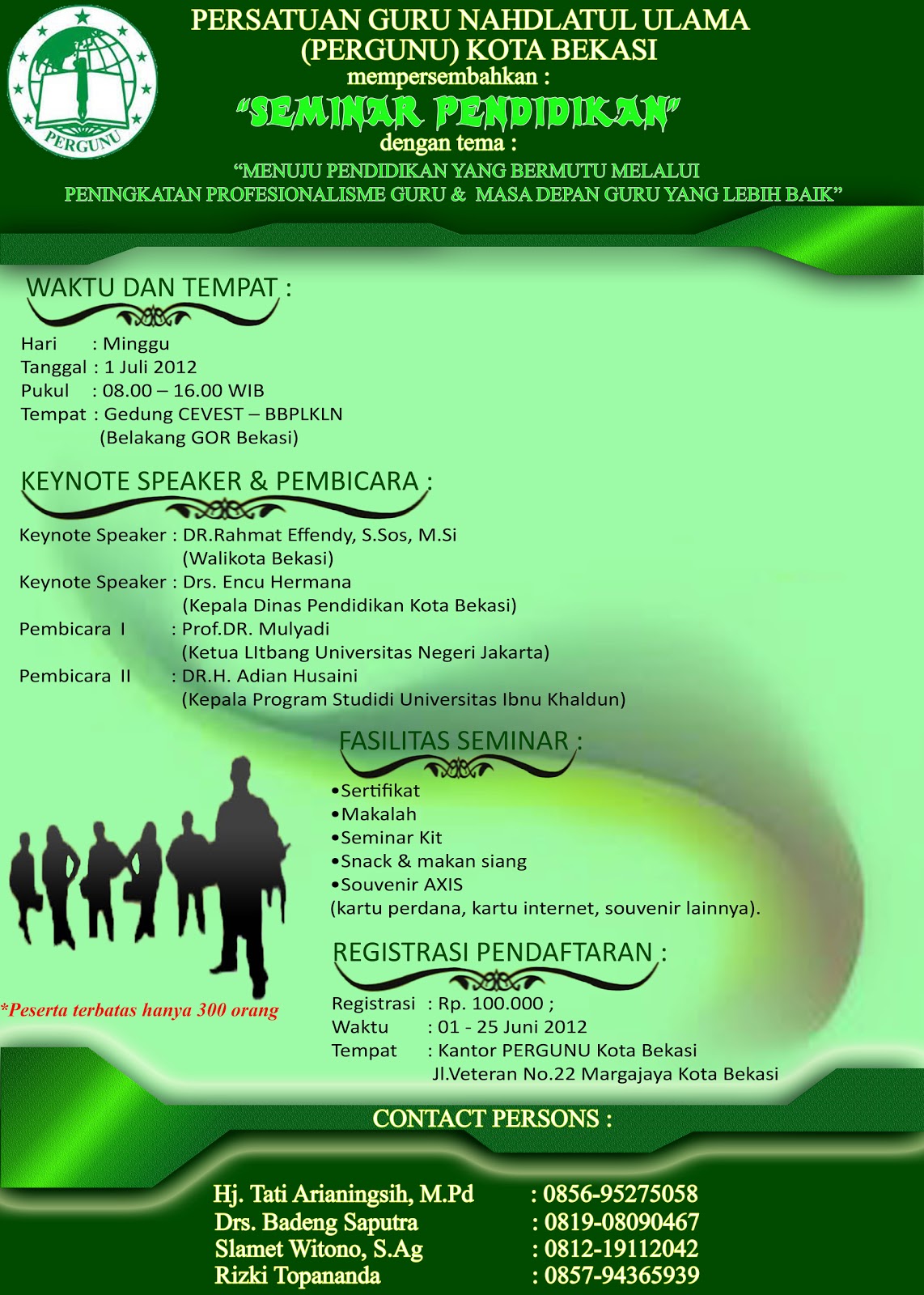 PAMFLET SEMINAR PENDIDIKAN ~ PERGUNU KOTA BEKASI