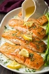 Skillet Seared Salmon with Garlic Lemon Butter Sauce