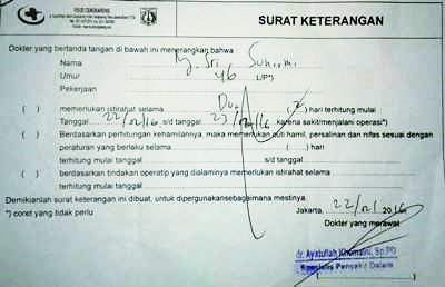Contoh Surat Keterangan Sakit Dari Dokter Untuk Karyawan