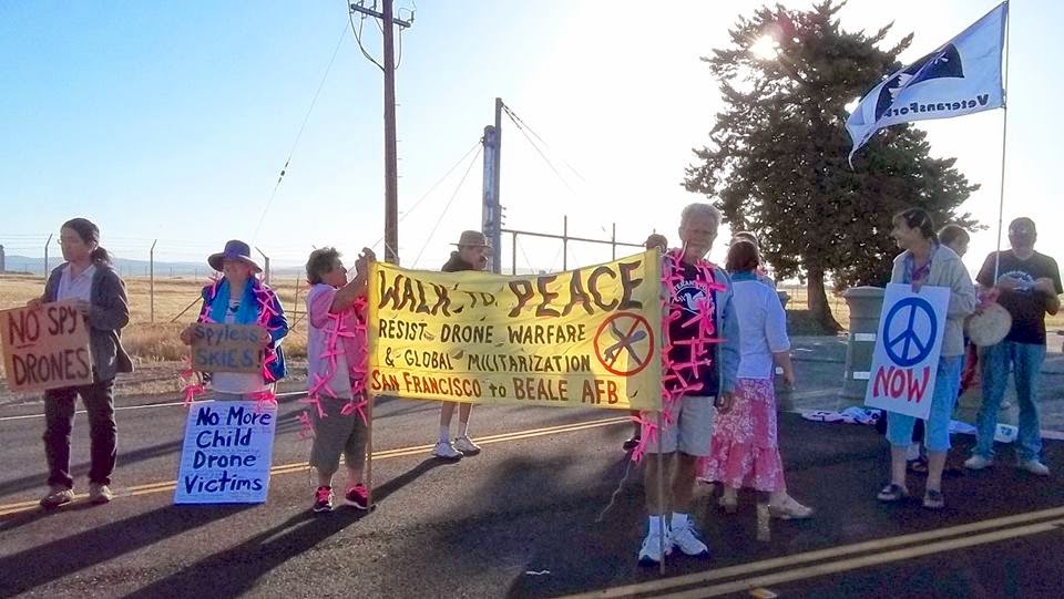 No Drones California Walk to Peace Arrives at Gates of Beale AFB