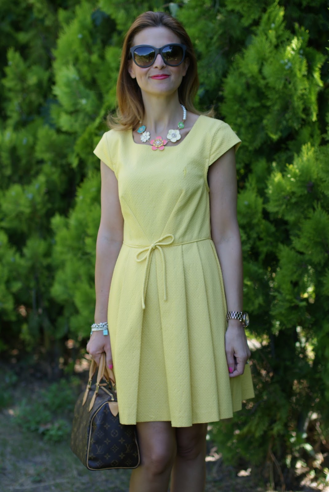 Yellow dress and Louis Vuitton Speedy 25 | Fashion and Cookies - fashion and beauty blog