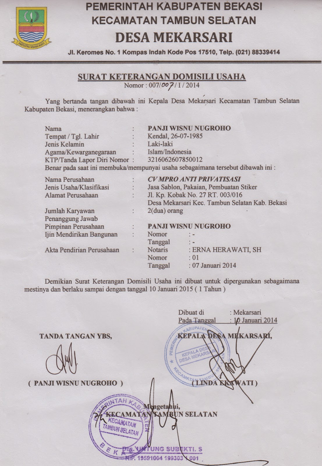 Contoh Surat Domisili Perusahaan Contoh Surat