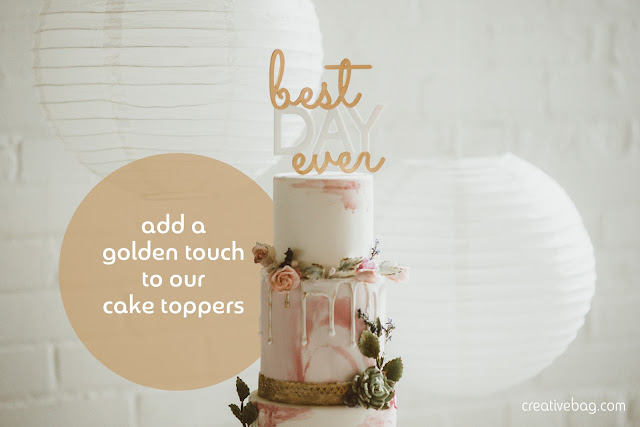 add a golden touch to a plain white cake topper using a gold foil pen | creativebag.com