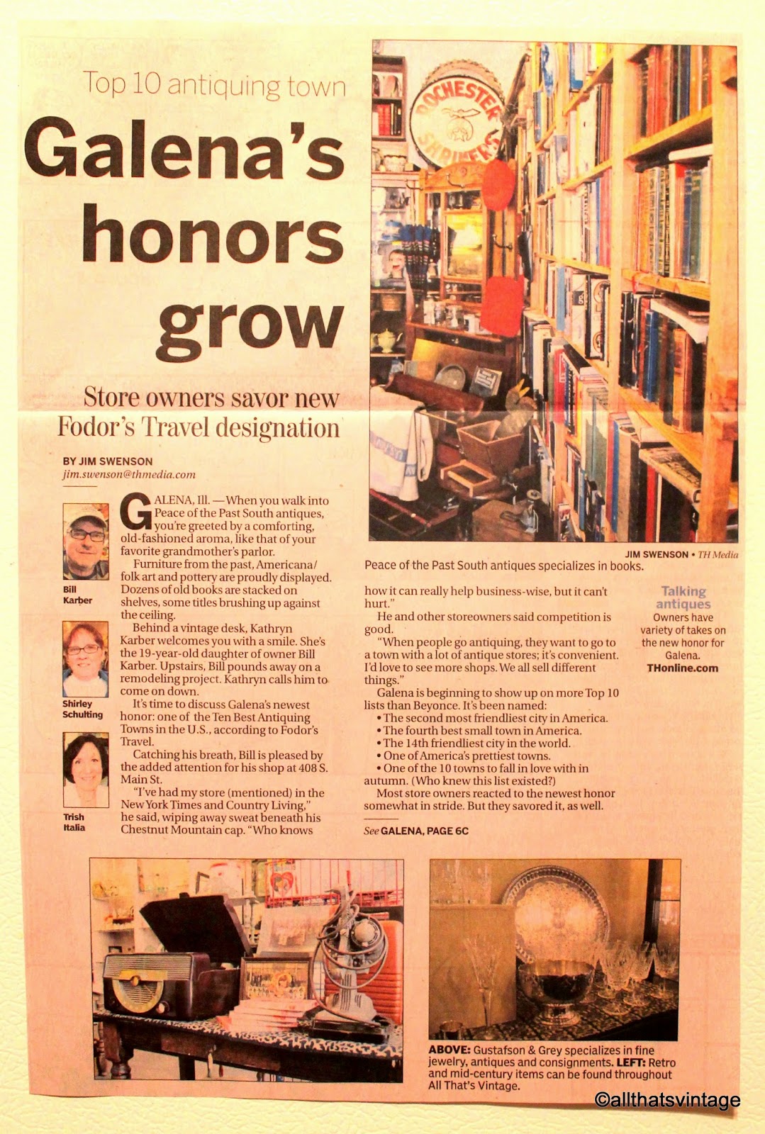 All That's Vintage Galena (IL) Antique Stores Receive Recognition From