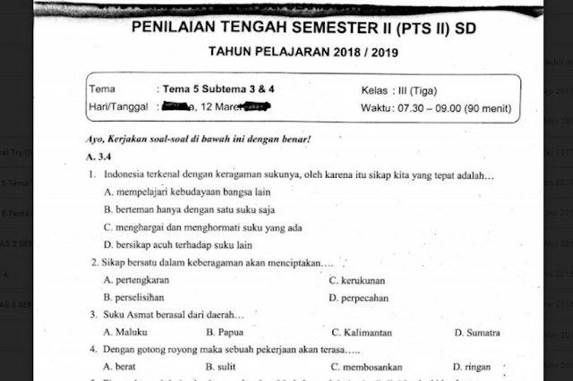 Soal Pilihan Ganda Kelas 3 Materi Tari