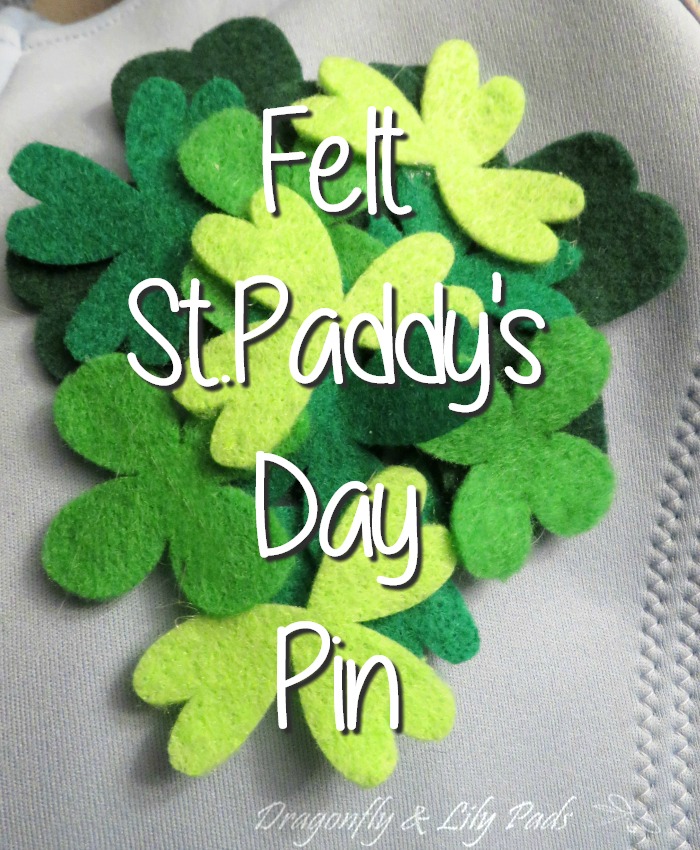 Felt St. Paddy's Day Pin made with Cricut Maker, Pinned on jacket