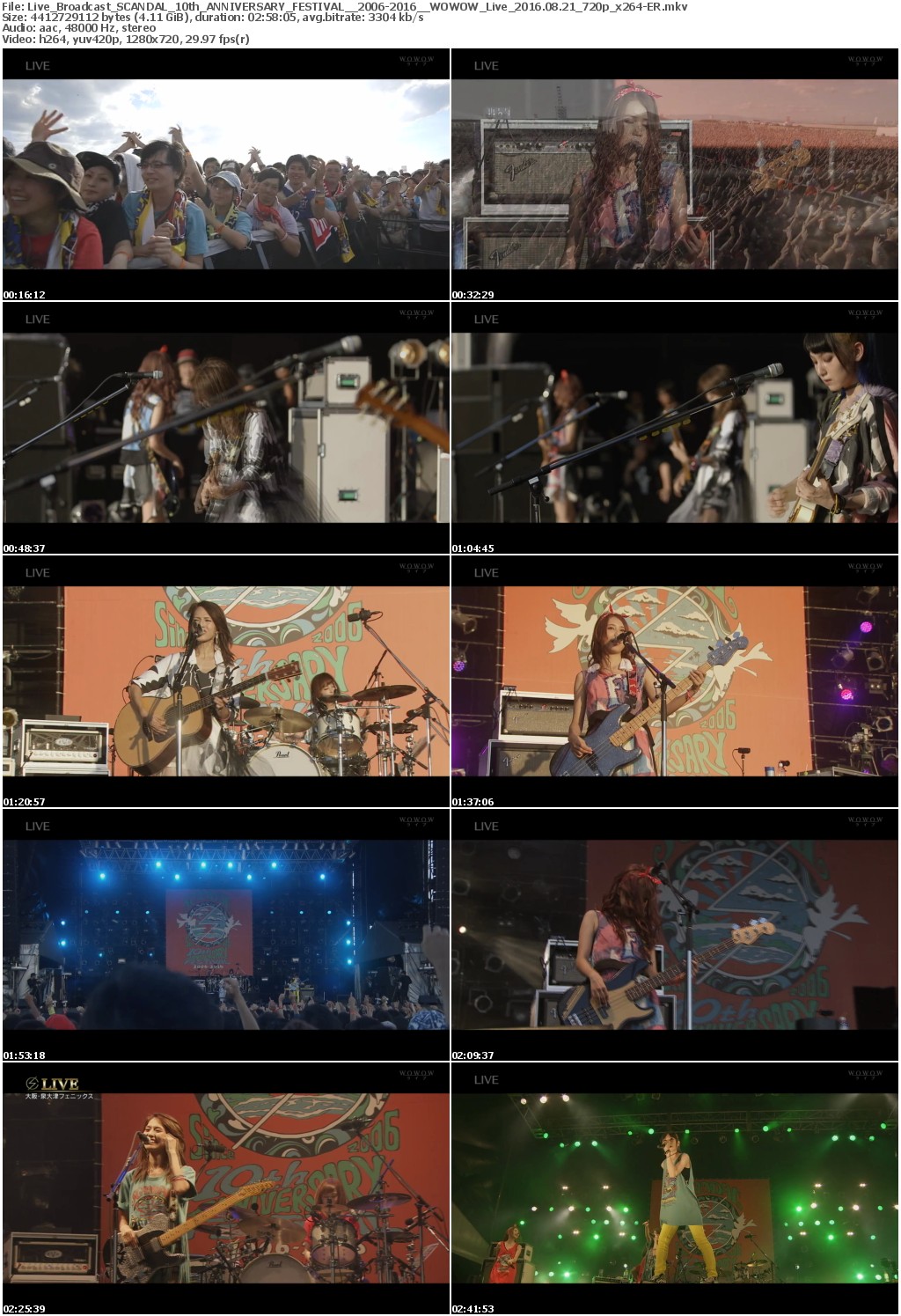 [TV-Variety] SCANDAL 10th ANNIVERSARY FESTIVAL「2006-2016」 (2016.08.21/MKV/4.13GB)