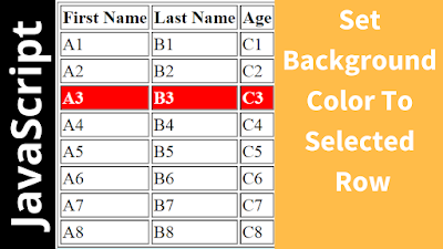 set Background Color to selected html table row