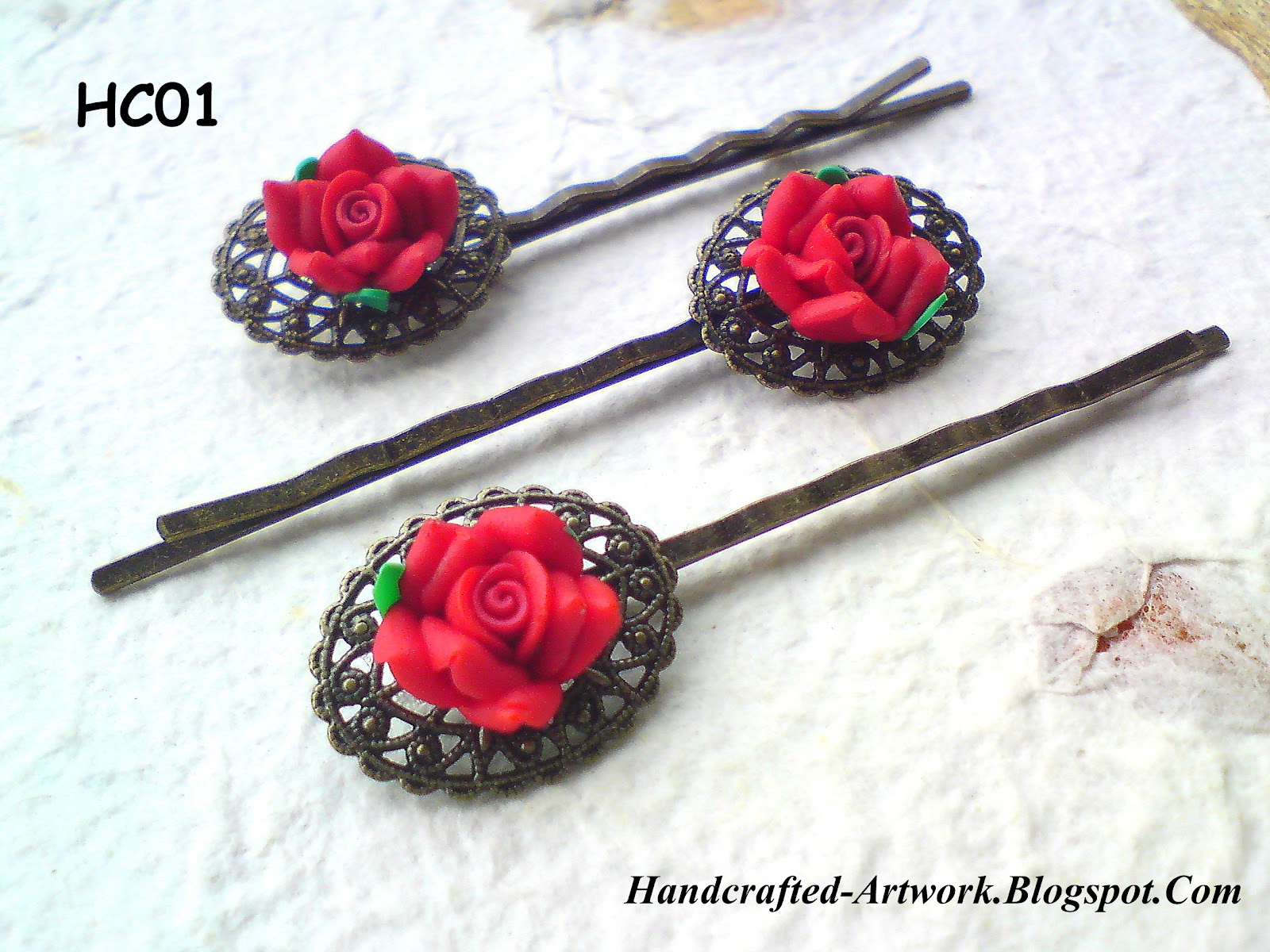 Hearts of trinket Polymer Clay Hair Clips