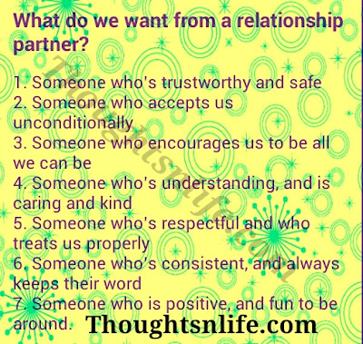 What do we want from a relationship partner ?