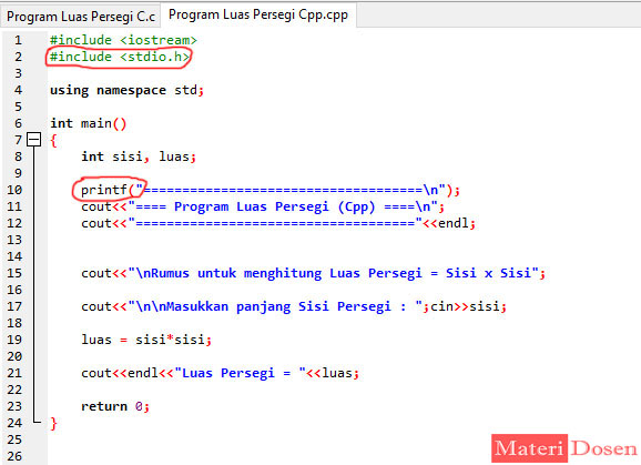 Program Menghitung Luas Persegi Pada Bahasa C++