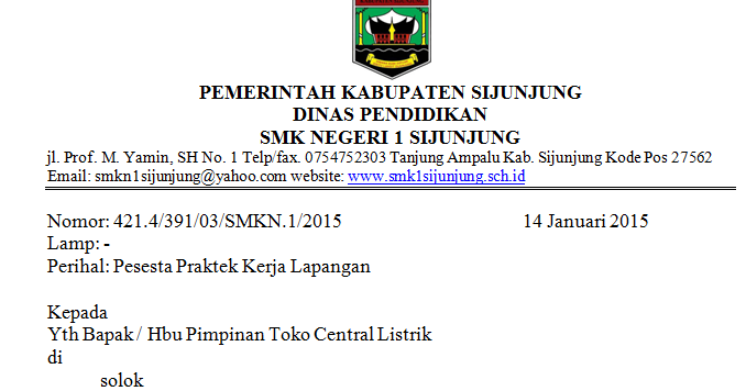 Contoh Surat Pengantar Siswa Pkl Atau Prakerin! - Putera ...