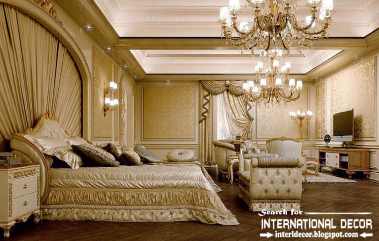 luxury classic bedroom interior design decor and furniture, luxury chandeliers