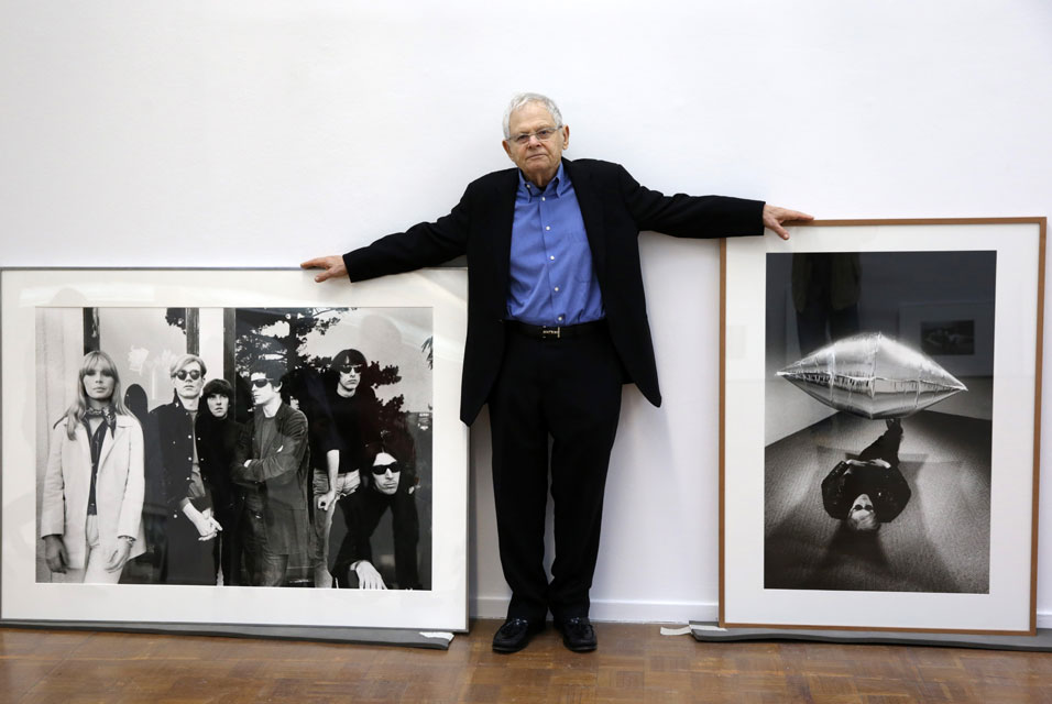 US photographer Steve Schapiro poses next to some of his works during a pre...