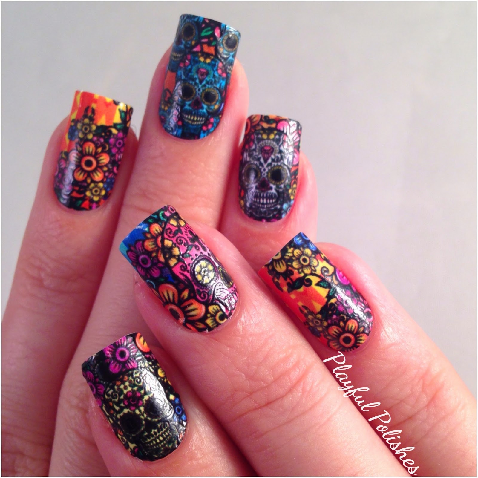 Playful Polishes: NCLA NAIL WRAPS/SUGAR SKULL NAILS