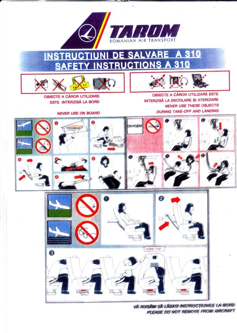 safetycard TAROM ROMANIAN AIR TRANSPORT_A310