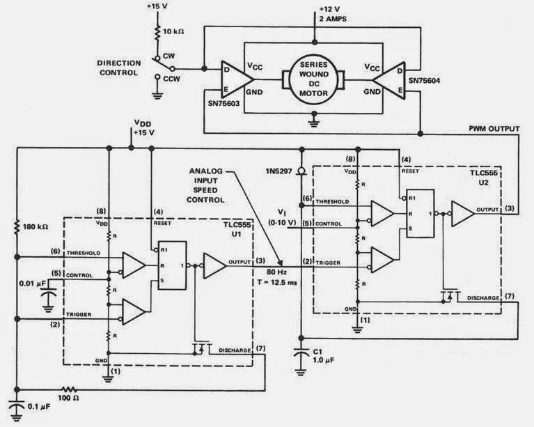 PWM Controller Circuit using SN75603 and SN75604 - Electronic Schematic