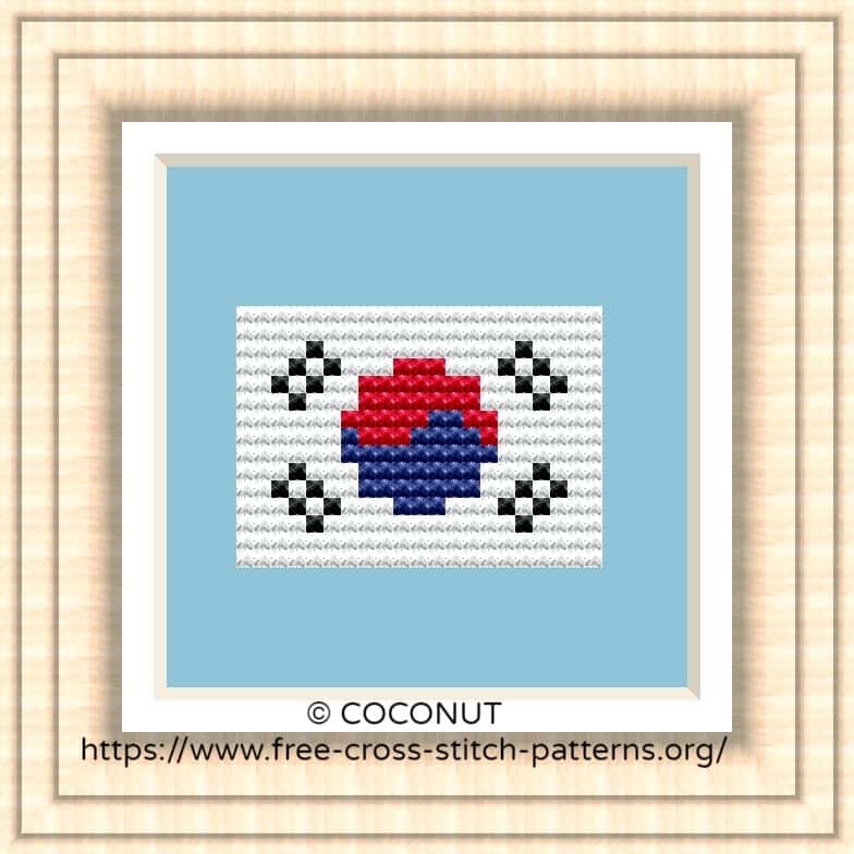 NATIONAL FLAG OF REPUBLIC OF KOREA (SOUTH KOREA) CROSS STITCH CHART