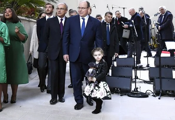 Prince Albert, Prince Jacques, Princess Gabriella and Pierre Casiraghi. Princess Charlene is wearing Akris jacket