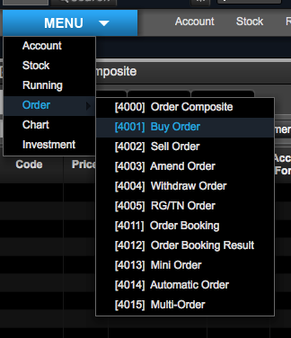 Menu Buy Order Saham Menu Buy Order Saham DT NextG