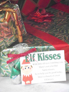 Celebrate this Christmas with your Elf on the Shelf.  Have him bring this cute Elf Kisses free printable to your child to help remind them that Santa's watching and they need to be good.