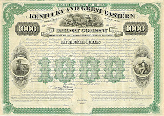 Kentucky and Great Eastern Railway Company bond from 1872