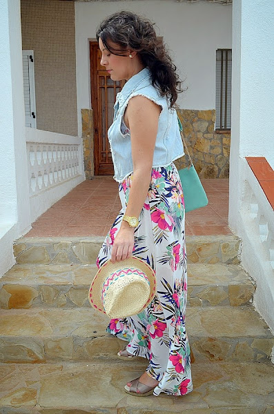maxivestido flores, mi vestido azul, H&M, blogger, blog de moda, fashion blogger, castellón, looks