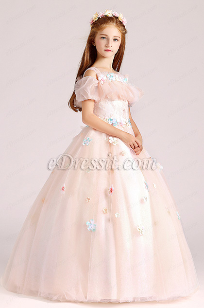 straps light pink flower girl dress