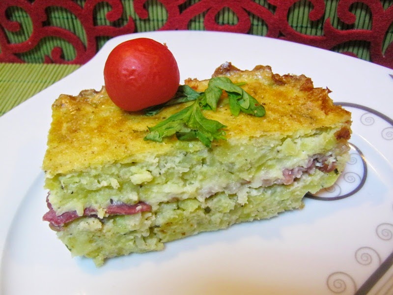 Gratin de cartofi cu bacon si cascaval afumat