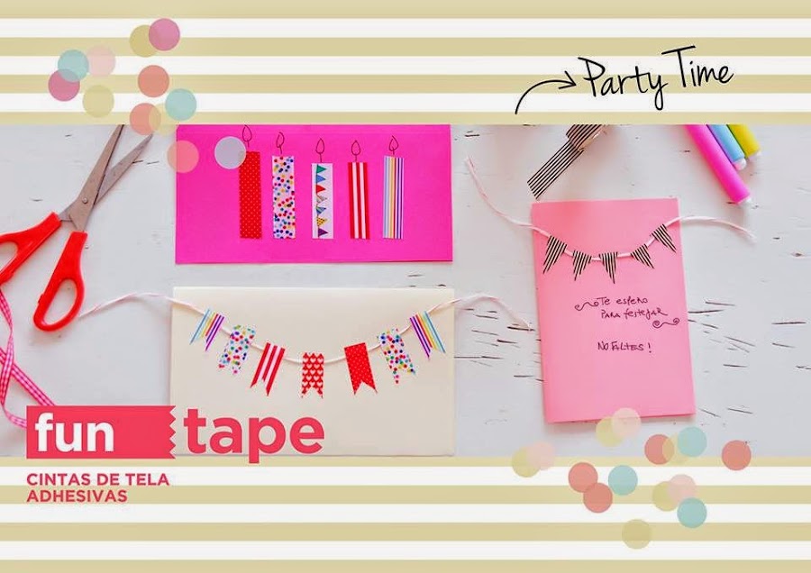 cintas adhesivas de tela fun tape party time