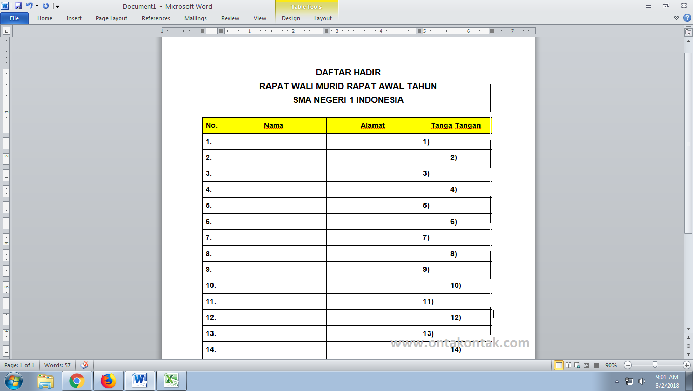 Cara Membuat Daftar Hadir Di Word Dan Excel Bang Ontak