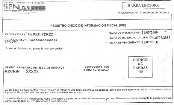 Numero De Rif Como Imprimir Formato Pago Del Rif - creditovaca