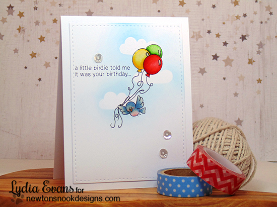 Bird with Balloons Birthday Card by Lydia Evans | Newton's Birthday Flutter Stamp set by Newton's Nook Designs