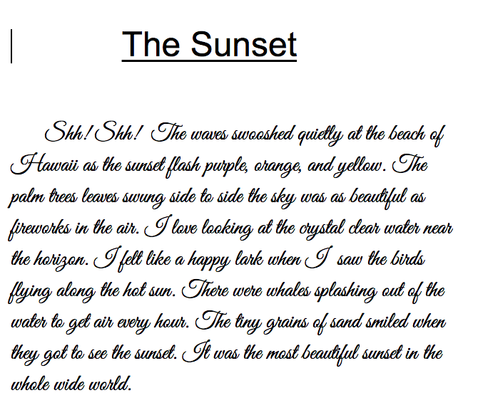 descriptive writing sunset