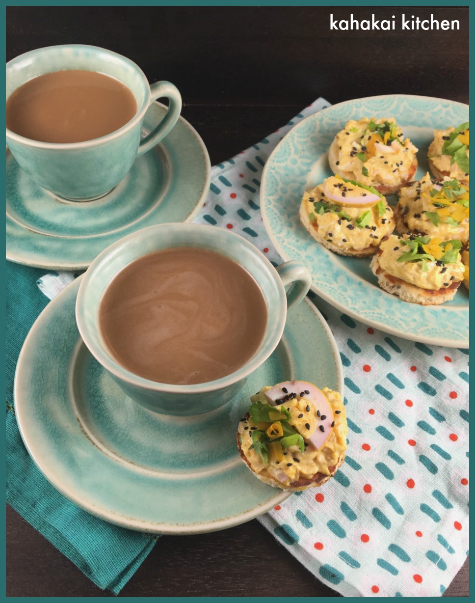 Kahakai Kitchen (Pickled Turmeric Eggs) Curried Egg Salad Bites on