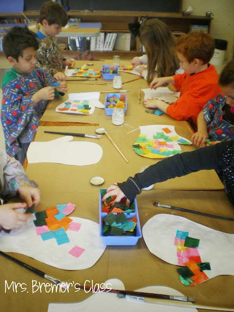 Winter art activities for Kindergarten based on the books The Hat and The Mitten by Jan Brett