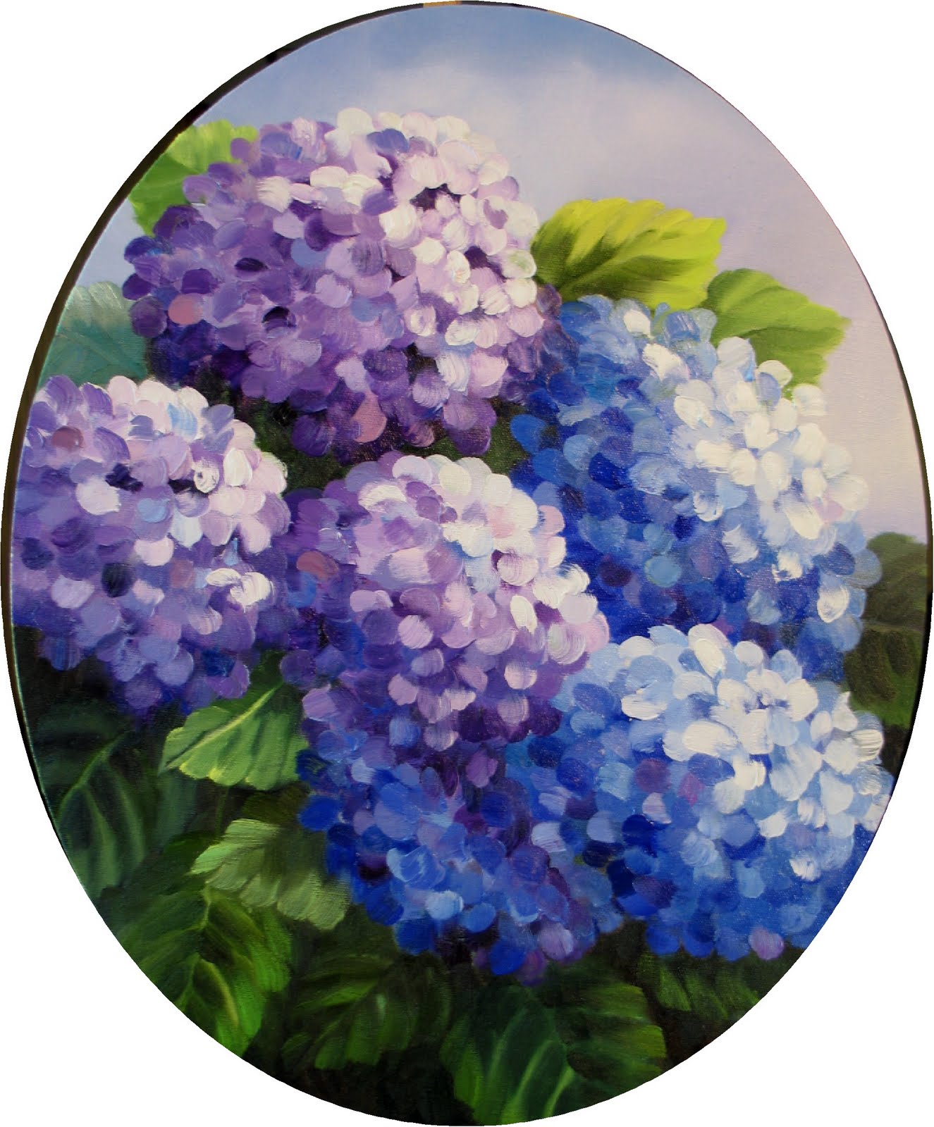 Nel's Everyday Painting Oval Hydrangeas SOLD
