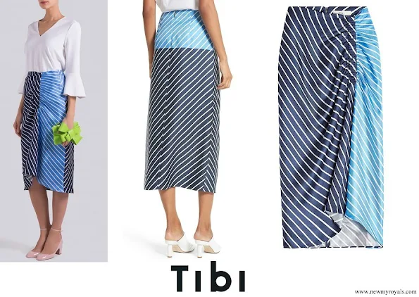 Princess Iman wore Tibi Delphina Colorblock Stripe Silk Midi Skirt