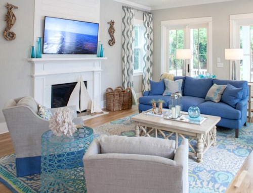 Southern Coastal Home in Pastel Blue & Gray