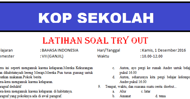 Popular Contoh Soal Tes Diagnostik Bahasa Indonesia Sma Terbaru