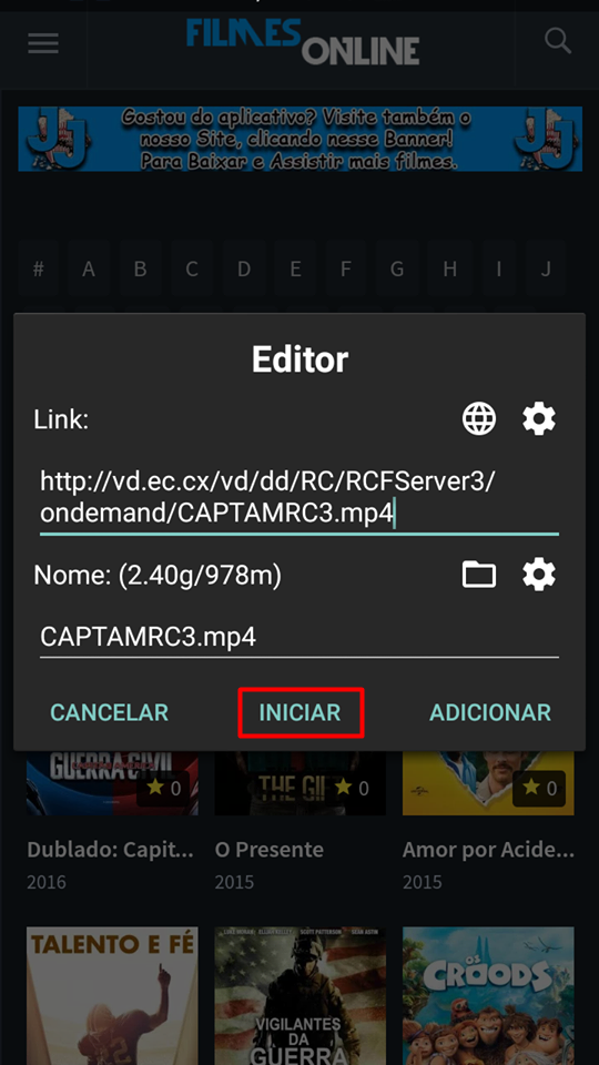 Como baixar filmes online pelo ADM (Advanced Download Manager) ponsel