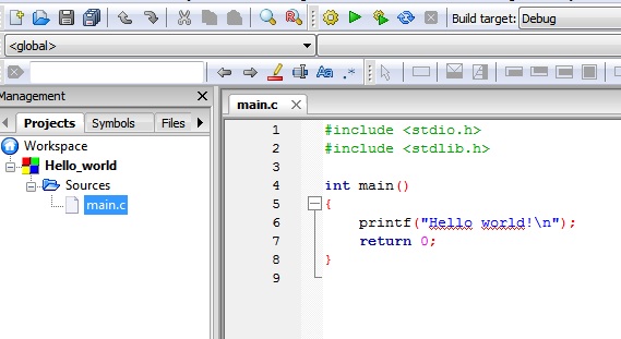 Screen shot of Code in codeblock