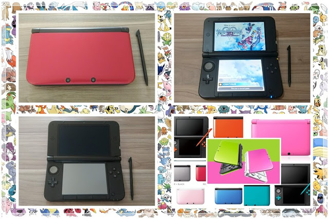 Nintendo 3DS XL: cor Vermelho rodando o jogo Kingdom Hearts 3D (+exemplo de cores disponíveis)