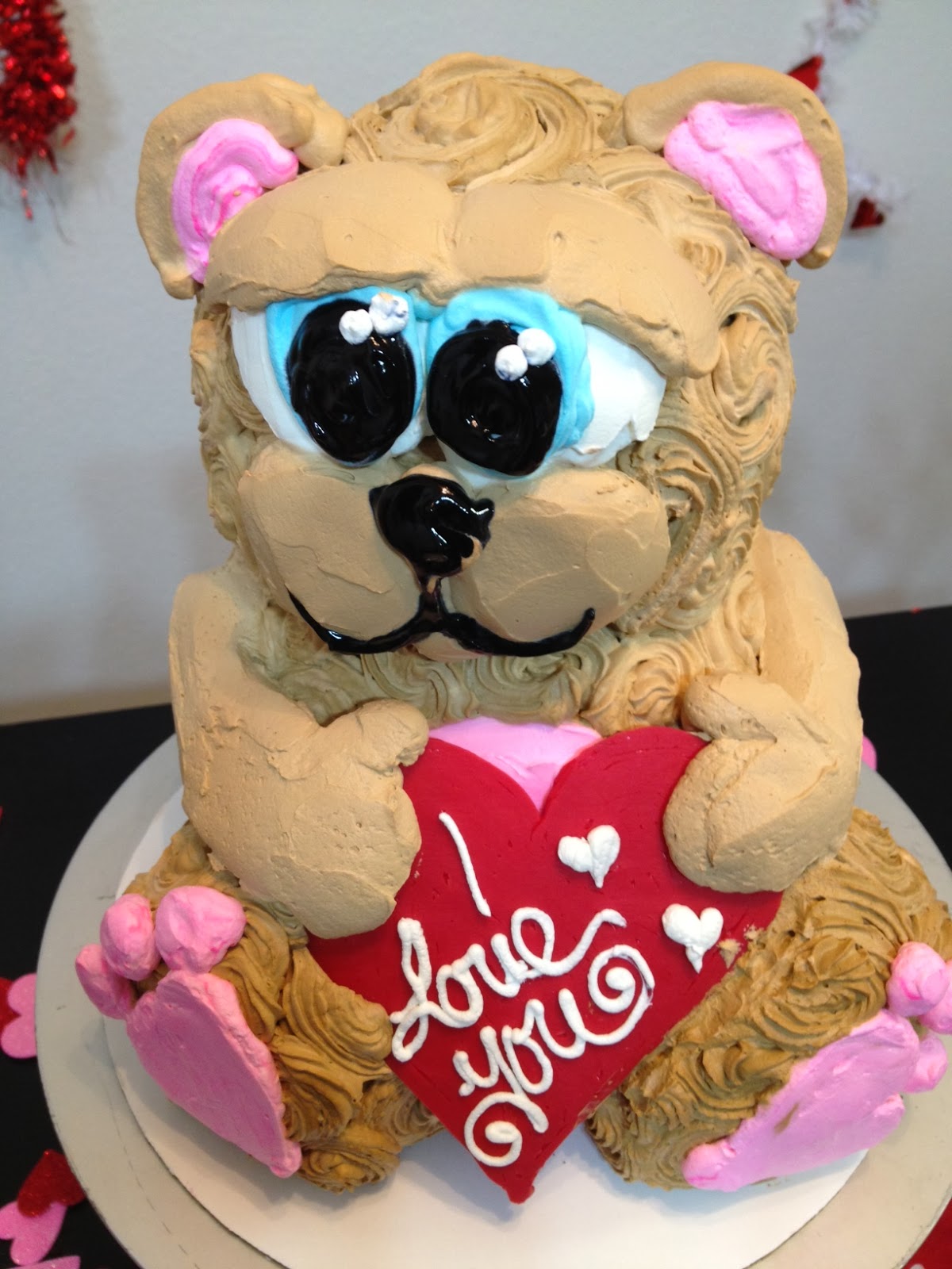 Leah's Crazy Cake Lab: Valentine Teddy Bear Cake in Butter Cream