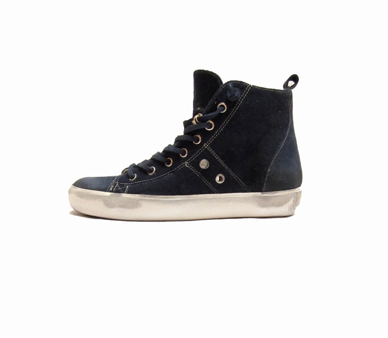 leather crown high top sneakers