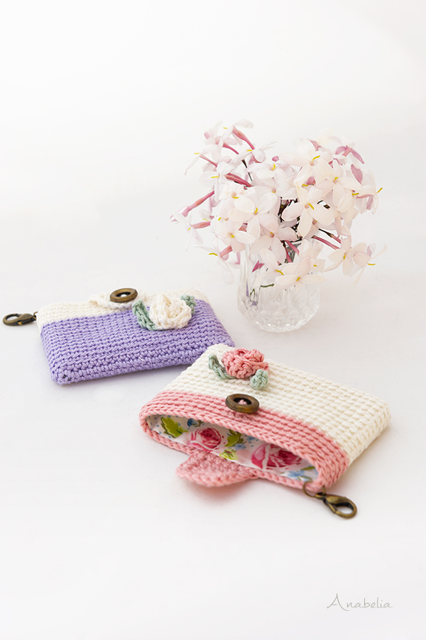 Mini Crochet Pouch in a romantic and shabby-chic style, Anabelia Craft Design