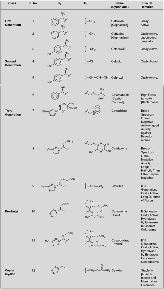 Cephalosporin Antibiotics: Typical Examples