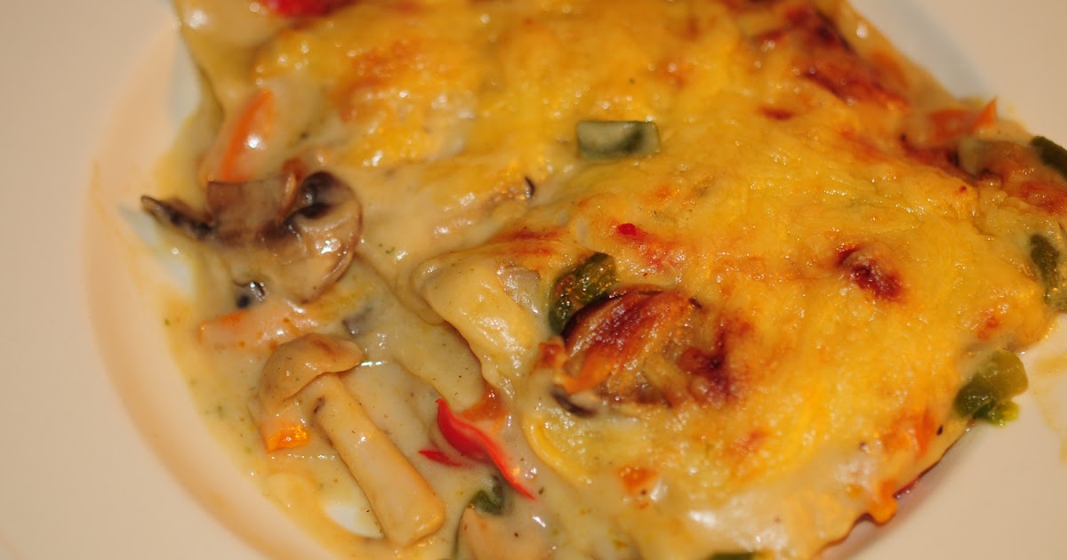Lasagne met paprika en paddestoelen