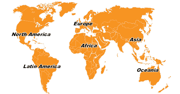 Map of World Region City