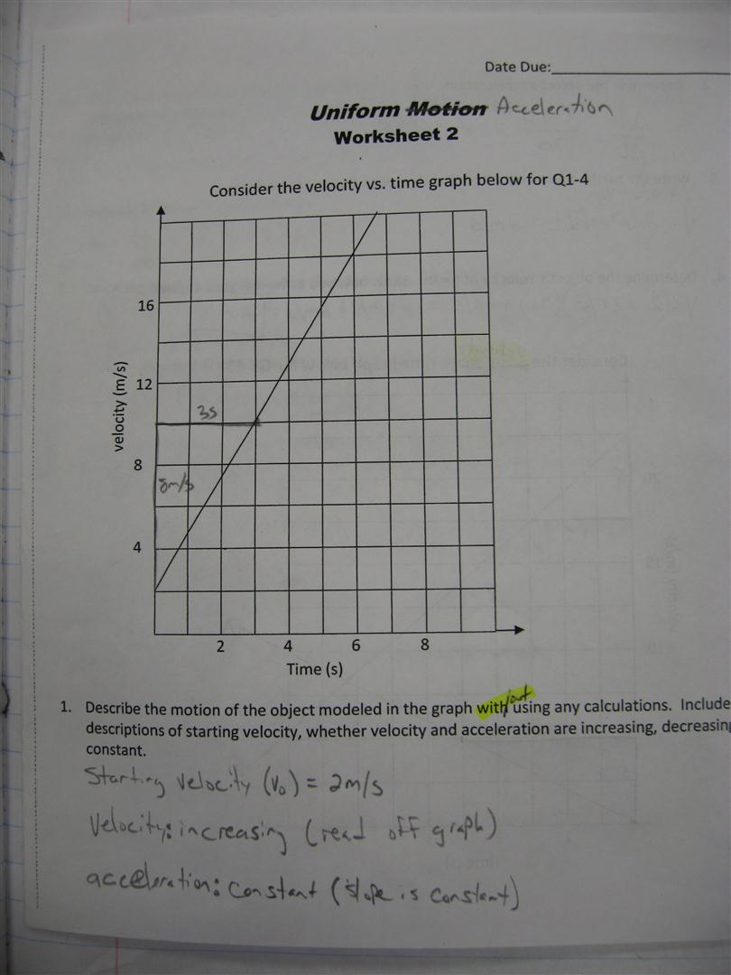 Uniformly Accelerated Motion Worksheet With Answers